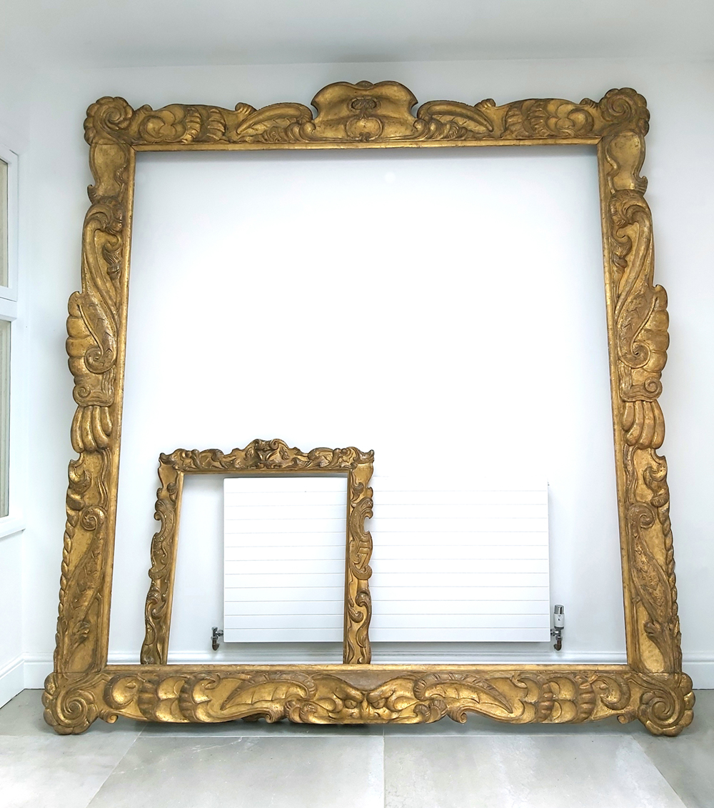 The completed frame, and the small 17th century Auricular frame