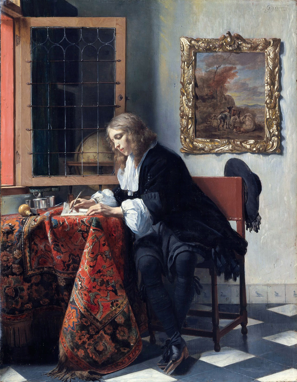 Gabriël Metsu, Man writing a letter, 1664-66, o/ panel, 52.5 x 40.2 cm., National Gallery of Ireland